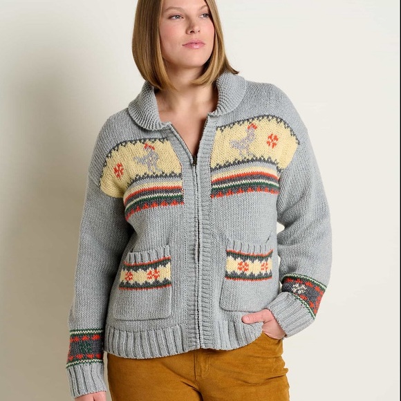 NWT Toad & Co Colorful Nitsa Zip CHICKENS Cardigan π 100% Recycled Materials - Picture 3 of 7